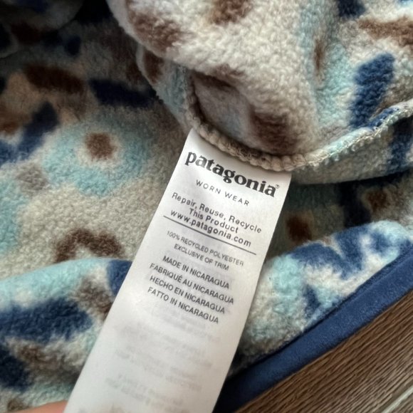 Patagonia Tundra Cluster Big Sky Blue Winter Aztec Fleece Pullover Sweat… - Picture 3 of 7